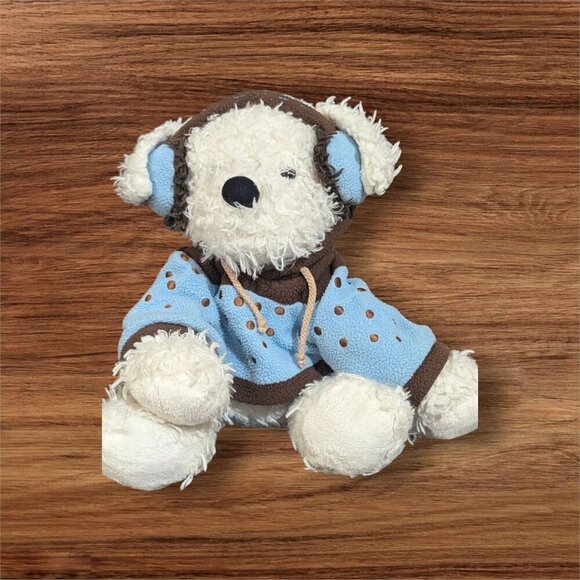 Hugfun International Blue/Brown Hoodie Teddy Bear Plush w/Earmuffs - Picture 1 of 9